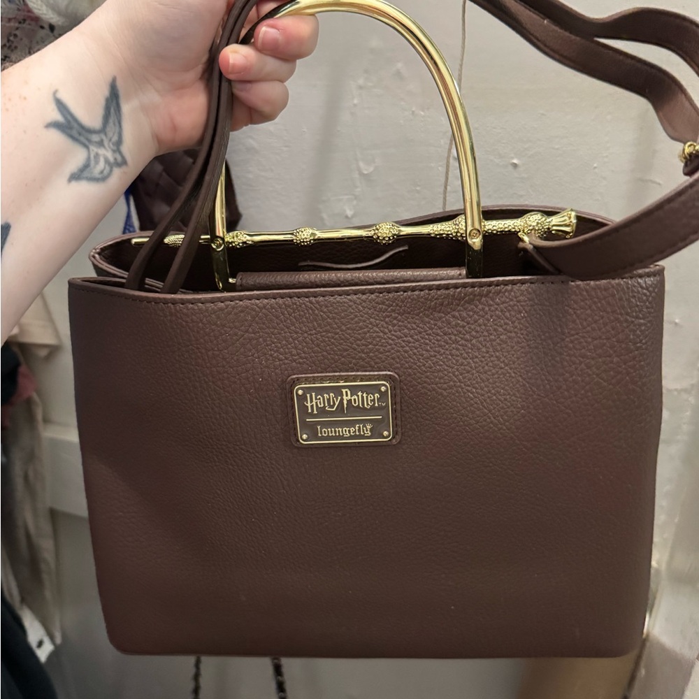Loungefly Harry Potter Brown Shoulder Bag with Gold Accents